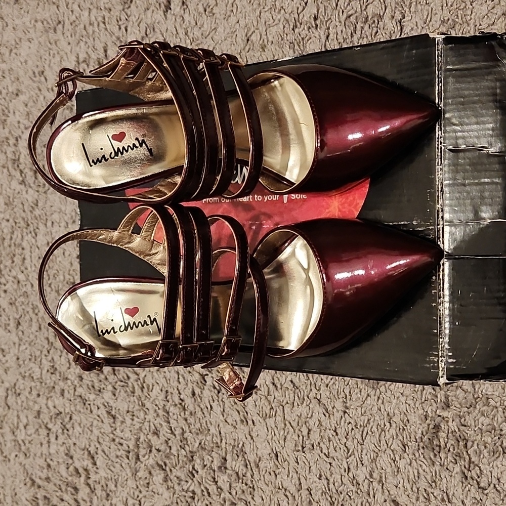 NEW Luichiny 'Telling You' Dark Burgundy Wine Patent Heels Size 8 / 38 Women's